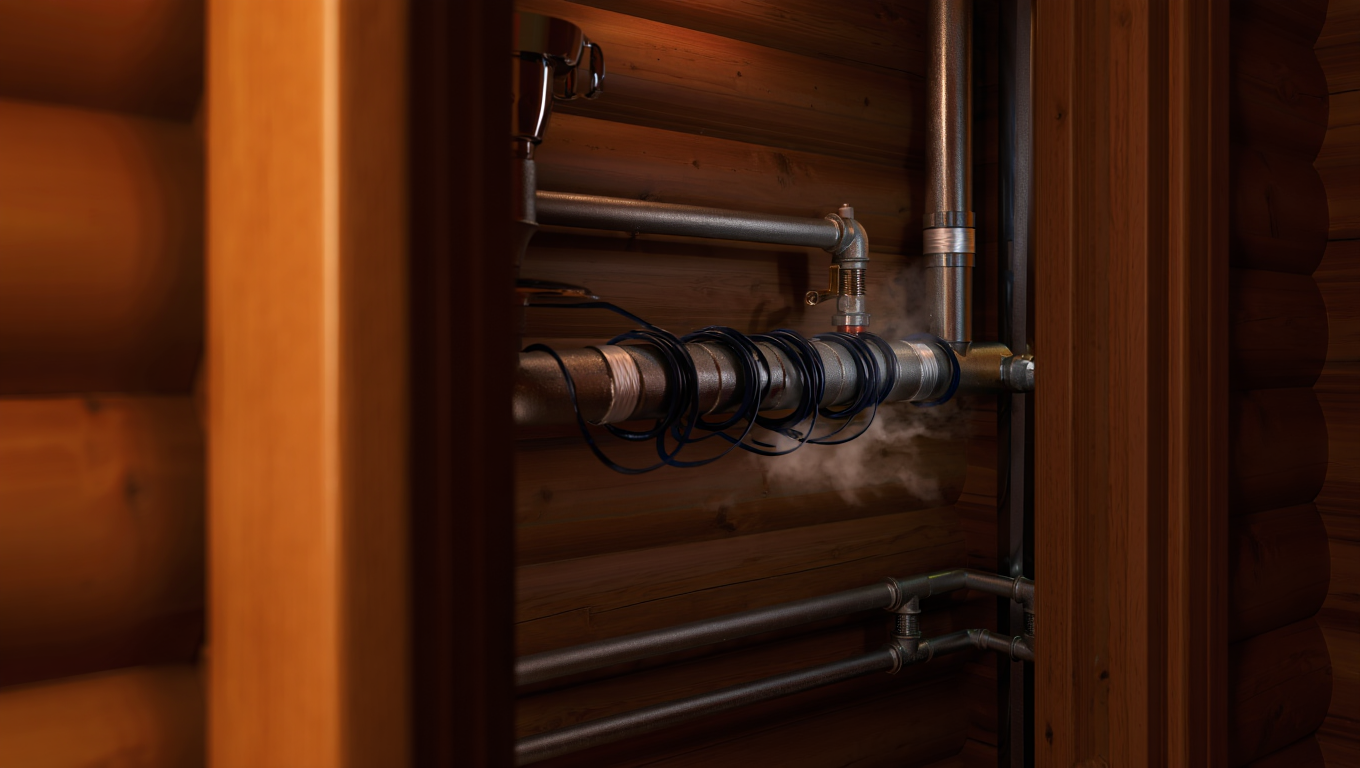 xLayder Pipe Caleo на трубах водопровода в бане